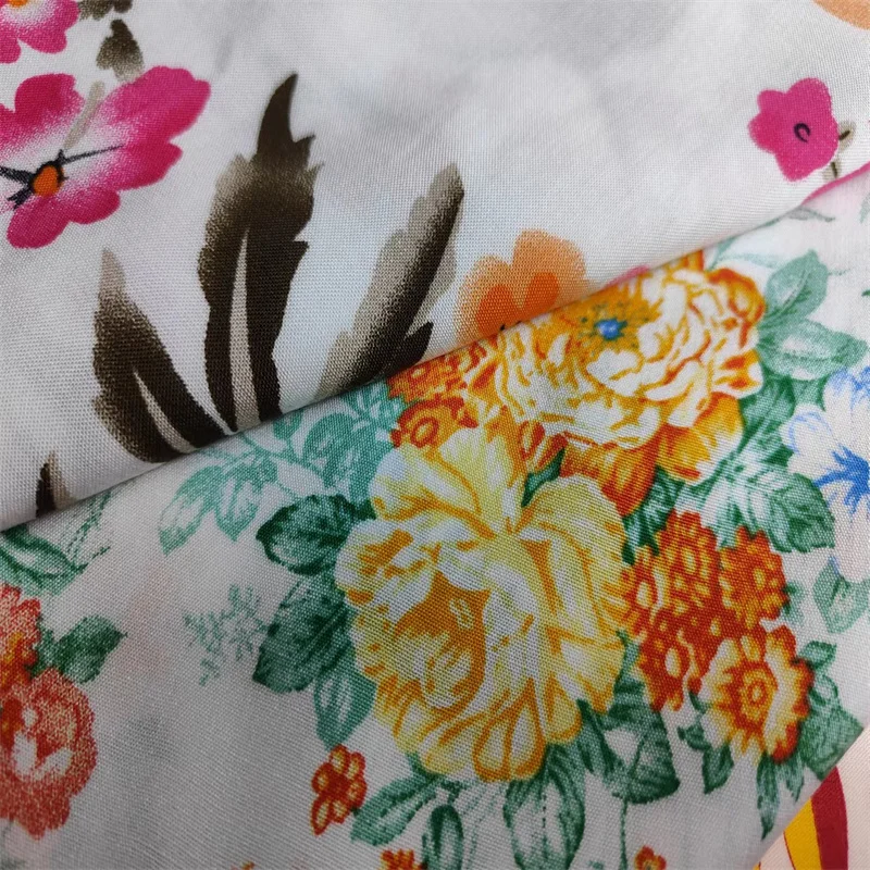 Good quality jersey scar raffia yarn floral rayon fabric to make rayon short shift dress