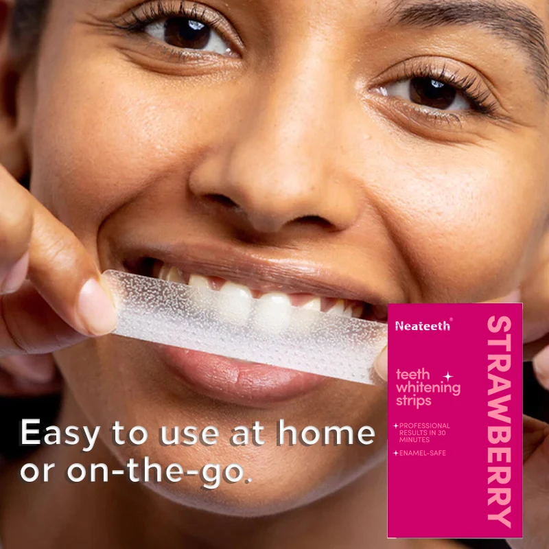 High Viscosity PAP Teeth Whitening Strips Strawberry Flavoured Tooth Bleaching Dry Strips 21 Packs