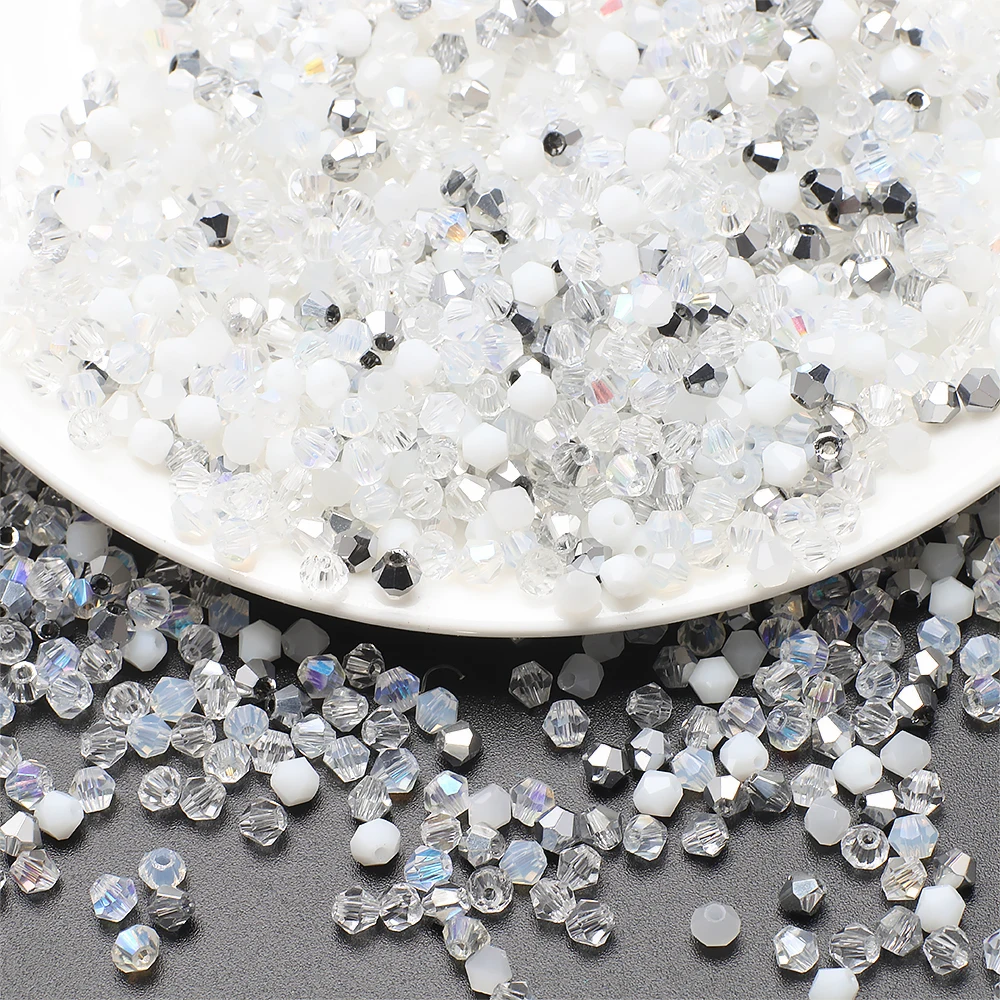 Zhubi 2MM 3MM Colorful Crystal Bicone Beads Synthetic Precious Gemstone Bicone Glass Beads for Jewelry Making DIY Handmade