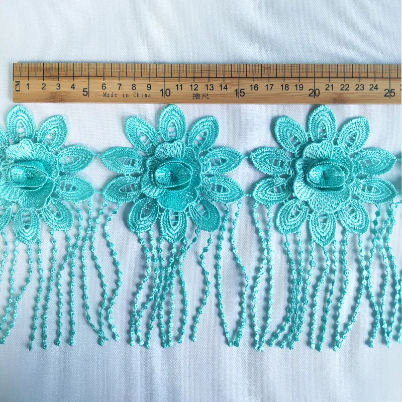 Wholesale New Design Royal Lace Trim with Tassels Polyester Trimming Lace Tassel with Fringe