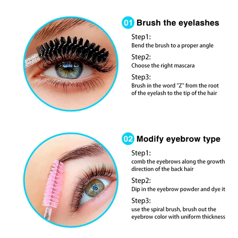 Cosmetic Cleansing Black Tool Pink Disposable Lash Eye Wand Applicator Mascara Eyelash Brush Extension Spoolie