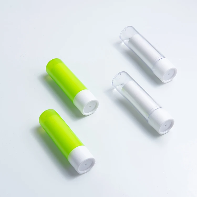 White Green Custom Printing Cylindrical Empty Plastic PS Lipstick Tubes Lip Balm Tube Packing Container Custom Logo