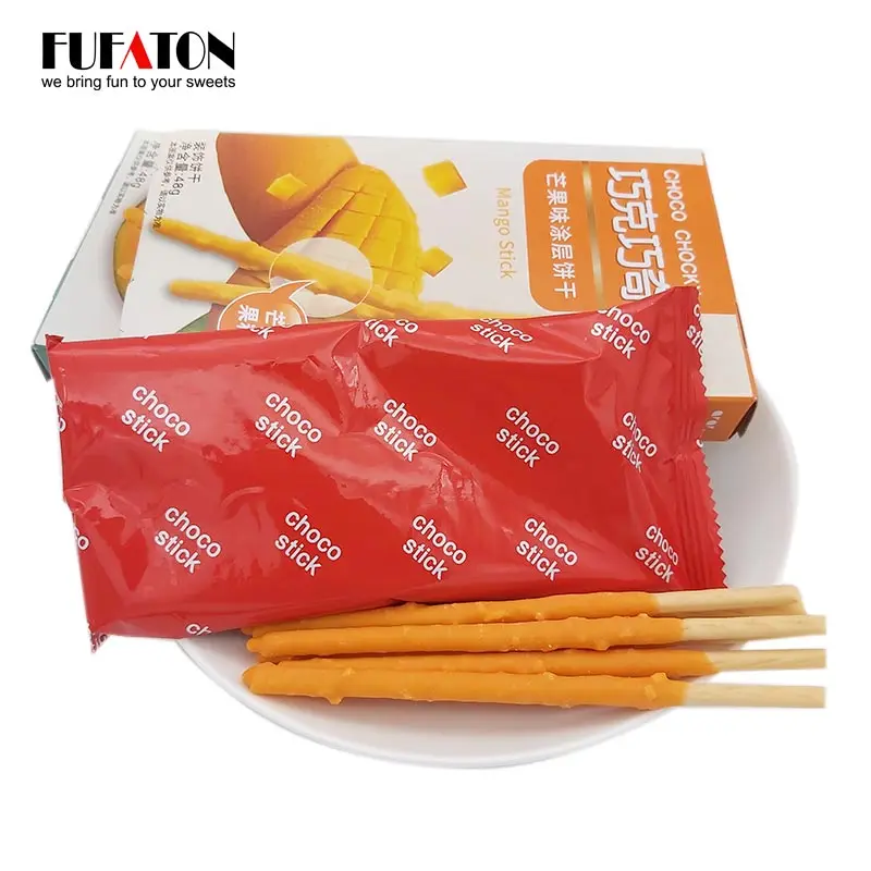 Halal certified Hot selling different flavoring Chocolate coating Crispy Biscuit Stick Choco stick