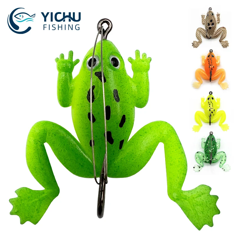 Pesca Soft Frog Fishing Lure Artificial Bait Silicone Frog bait with Single Hooks bass lure Fishing Tackle