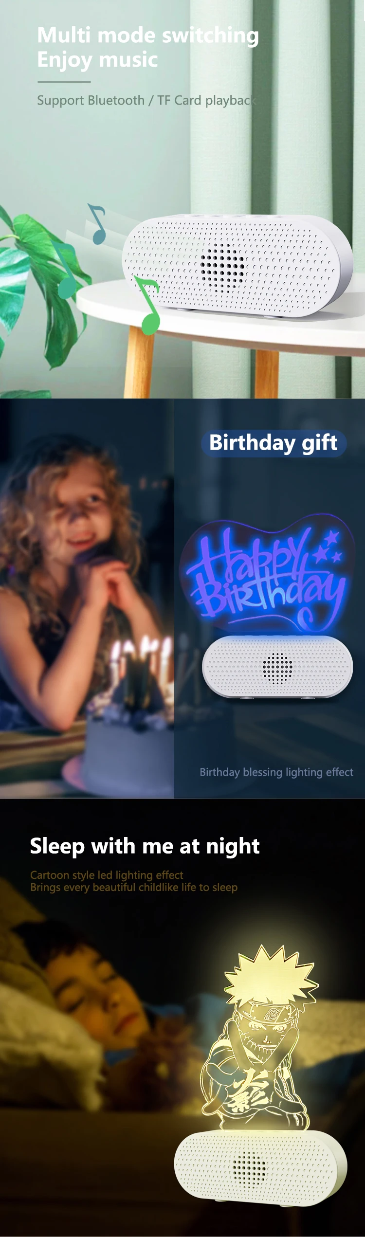 pocket music player round portable wireless speaker with led color light
