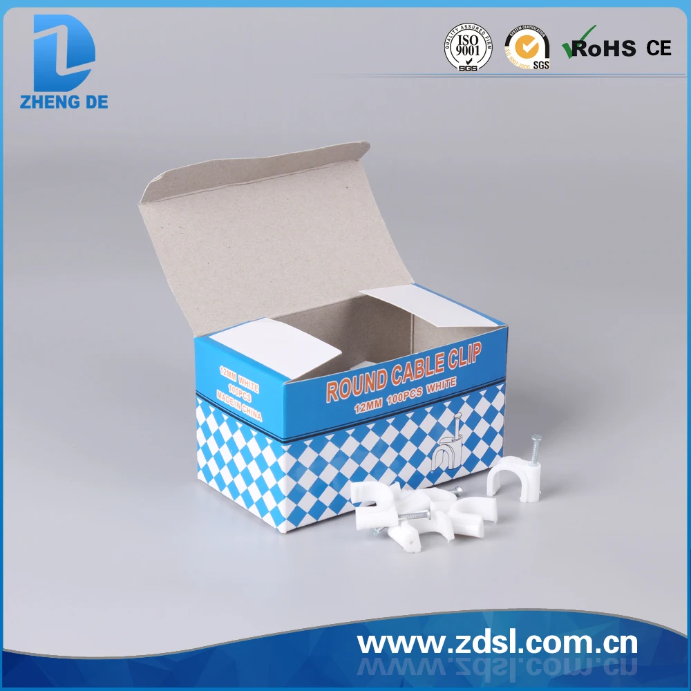 White Flat Nail Wire Circle Path Cable Clips