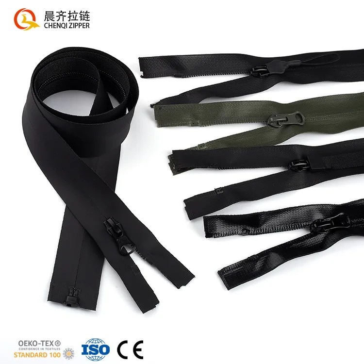 Factory direct supply #5 #8 nylon waterproof open-end zipper PU/TPU/PVC with material waterproof zipper