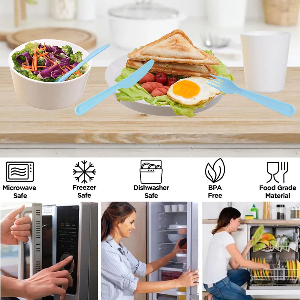 modern christmas gift kitchen plastic  plates set dinner dinnerware set reusable for 6 people wholesale bowl set