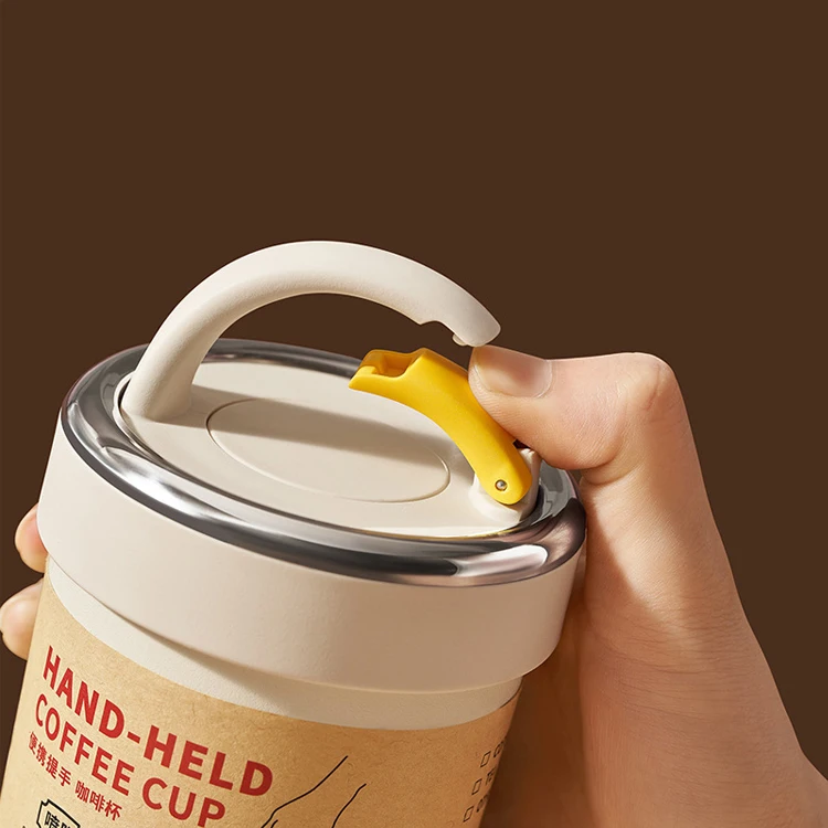 Portable Insulated Coffee Cup Tumbler Ceramic Liner Stainless Steel Vacuum Water Bottle Hot Cold