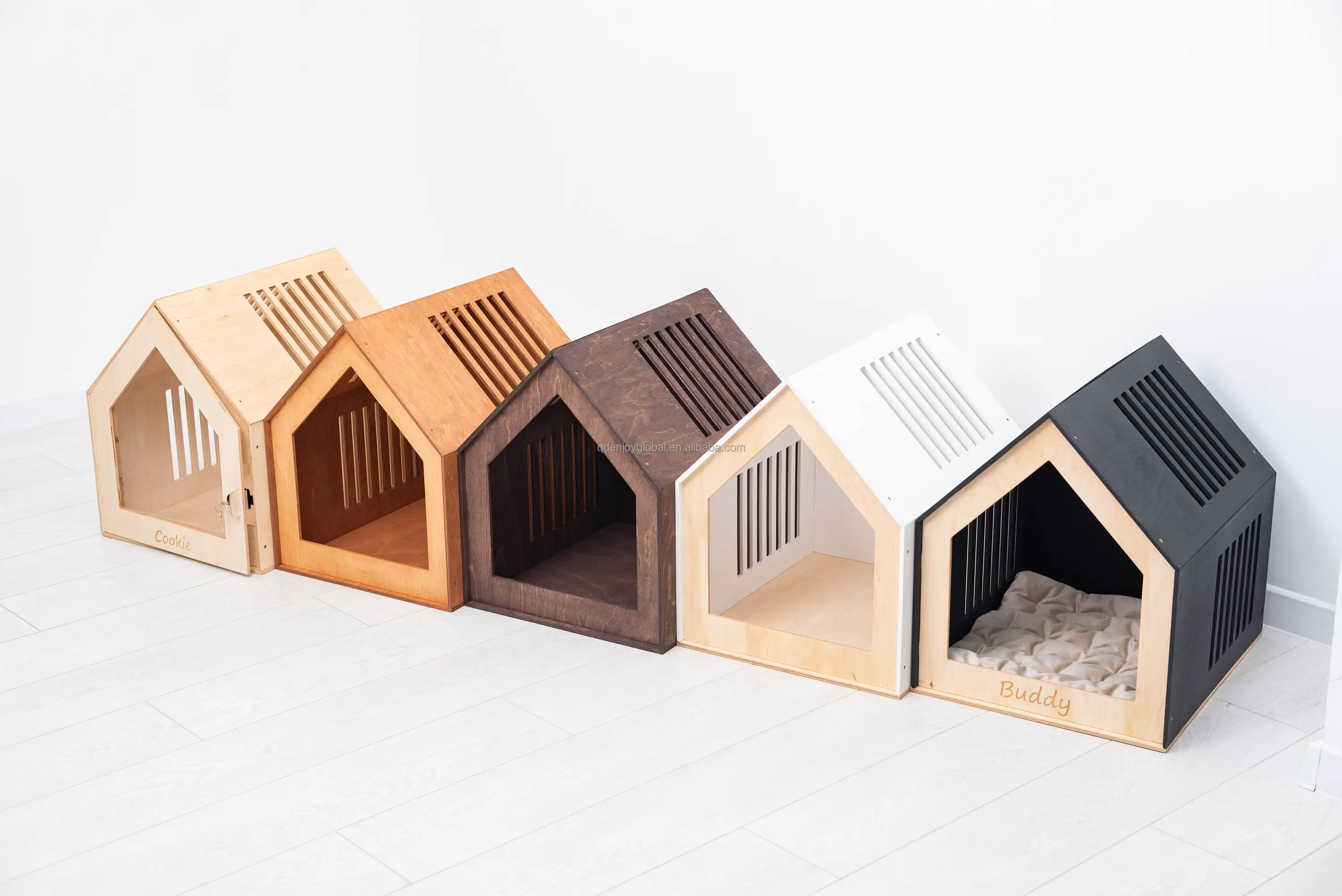 Modern Luxury Wood Cat Shelter Bed Cave Geometric Side Table Premium Modern Dog Kennel Indoor Dog House