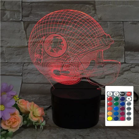 NFL team football helmet designs led 3d optical lamp wireress rechargeable bluetooth speaker lamp with remote