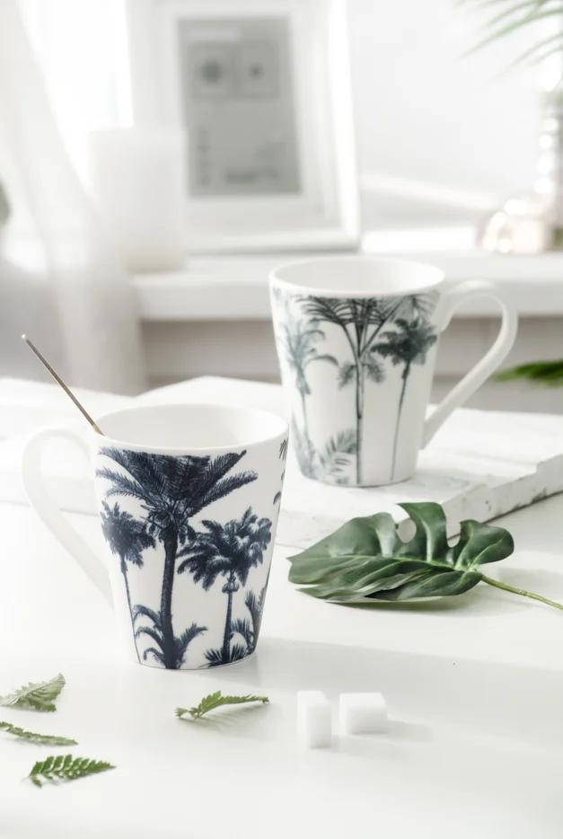 Hot sale Chinese style Porcelain tree pattern matt coffee tea set ceramic tea pot coffee cup saucer