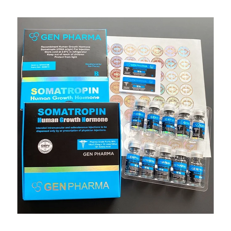 Pharma packaging 52 - Red printing hot sale product packaging label Injectable steroides label sticker Growthh Hormone labels