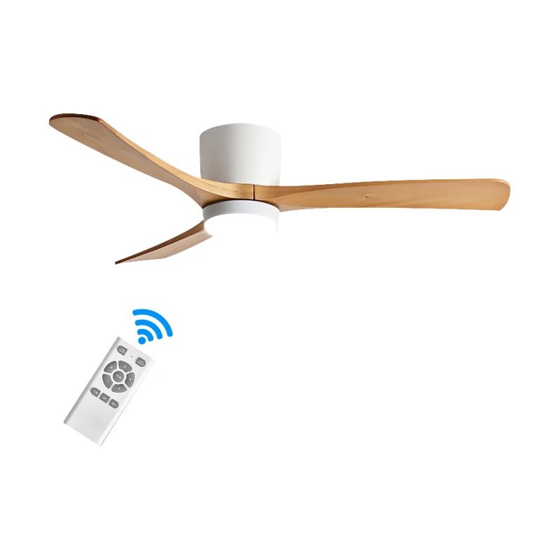 New solid wood blade ceiling fan BLDC electric fan light three-solid remote control 52-inch modern ceiling fan with light