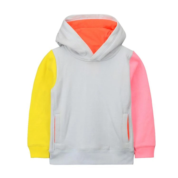 Contrast Color Soft Felling Simple Blank Boys Hoodie Sweatshirt