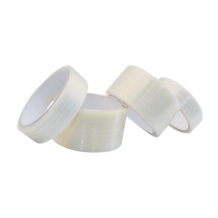 High tensile Self adhesive Striped Fiberglass reinforced unidirectional Tartan Filament tape for Binding Packing