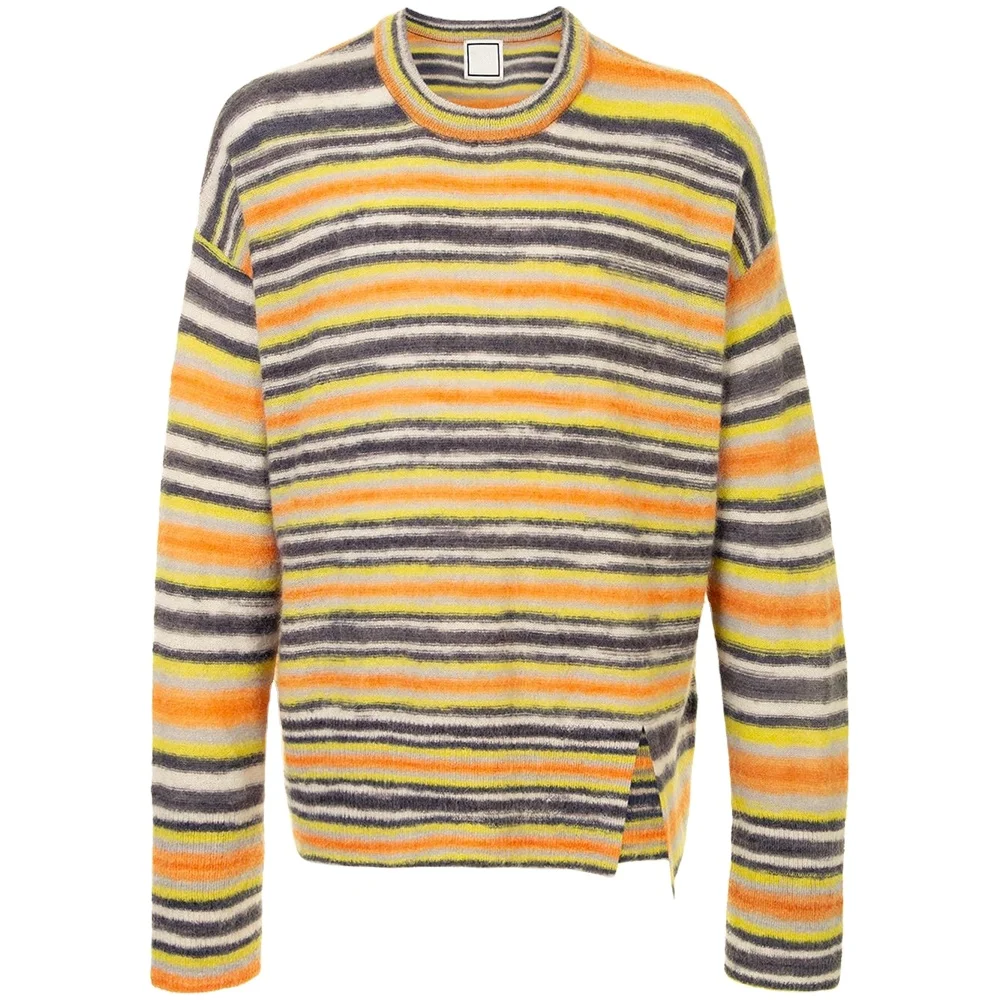 Custom LOGO OEM & ODM pullover gradient Jacquard men Sweater Long Sleeve Knitted fashion men clothes knit sweater men