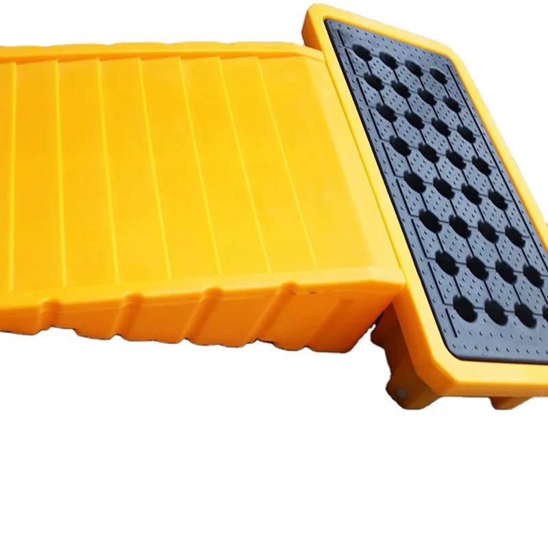 factory price spill containment tray 4 drum  new plastic spill containment  pallet ramp  yellow