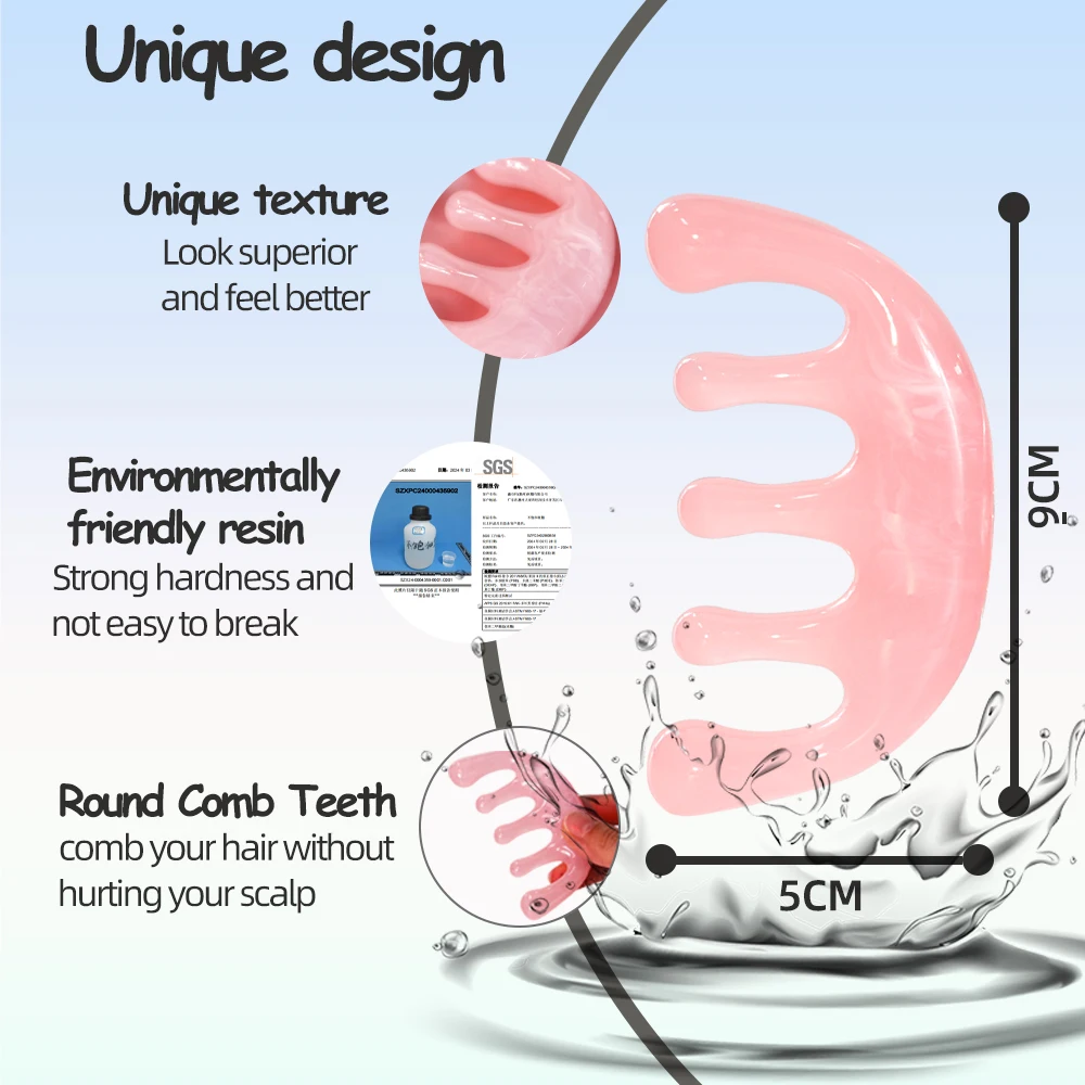 High Quality Resin Scalp Massage Comb Head Scalp Facial Body Massager for Woman Men Hair Growth Gua Sha Wide Tooth Comb