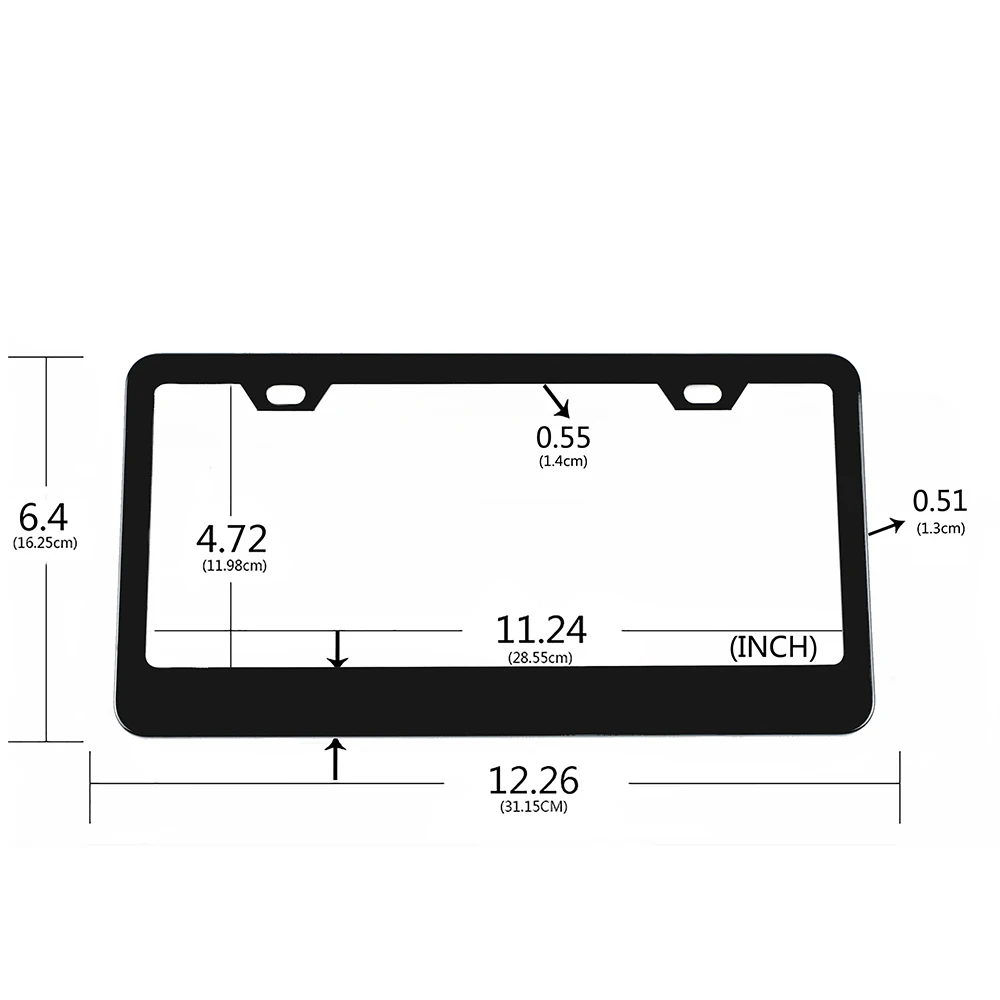 Solid Black License Plate Frame Covers Front and Back Car Plate Bracket Holders Rust-Proof Rattle-Proof Weather-Proof ( Black)