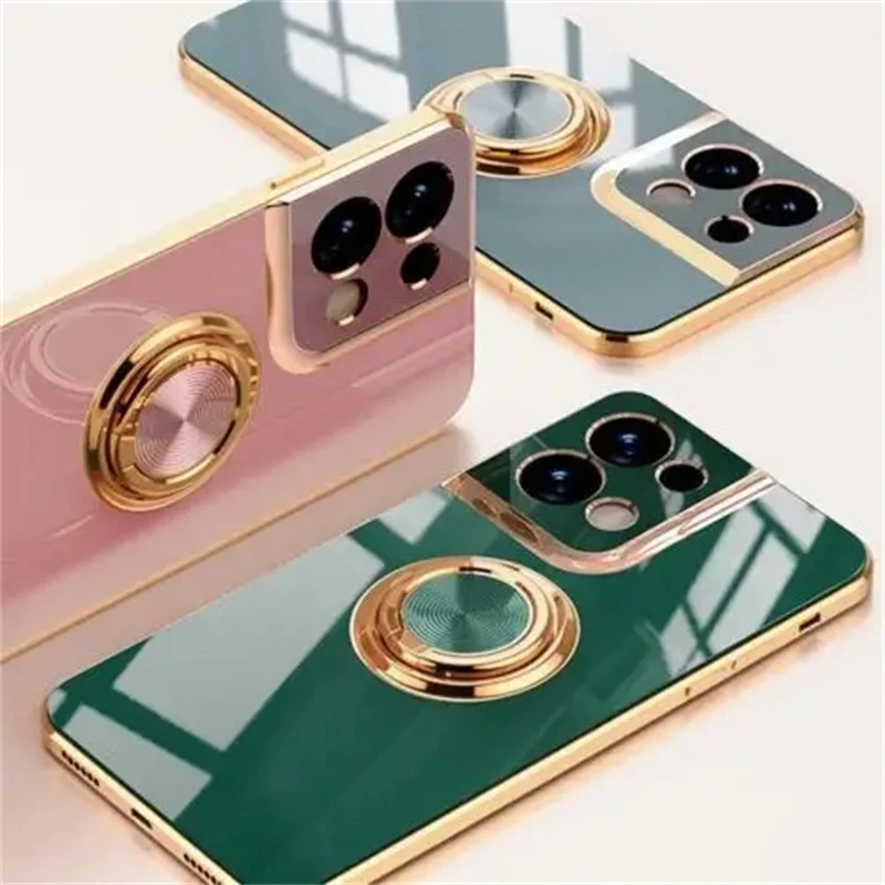 For Oppo Reno 5 6 7 8 9 Pro Cover Magnetic Finger Ring Holder Soft Rubber Car Shockproof Protector Phone Accessories 2023 Case
