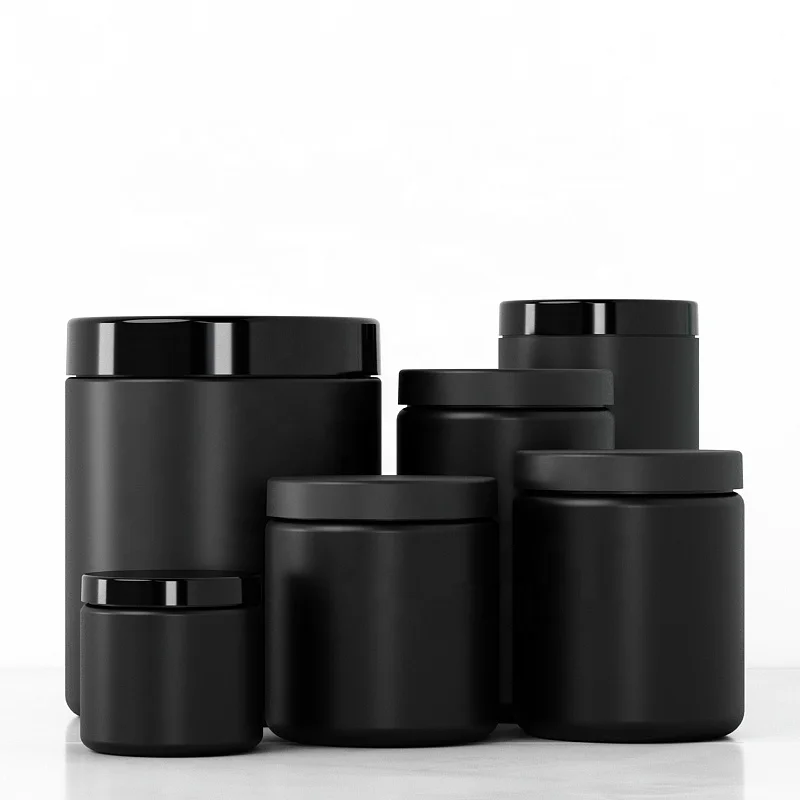 500 мл 600 800 1000 черные пластиковые бутылки Hdpe банка для упаковки протеинового порошка банки контейнер