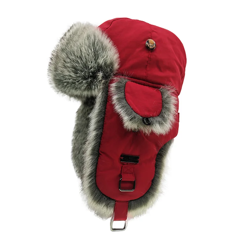 A011 FUR WINTER Winter thickened Bomber Hat Russian Ushanka Cossack Trapper Pilot Aviation Cap Hats