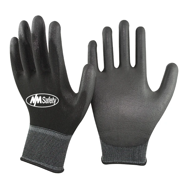 NMSAFETY Nylon PU Palm Coated Gloves 4131 CE Marked Gloves Nantong Work Gloves