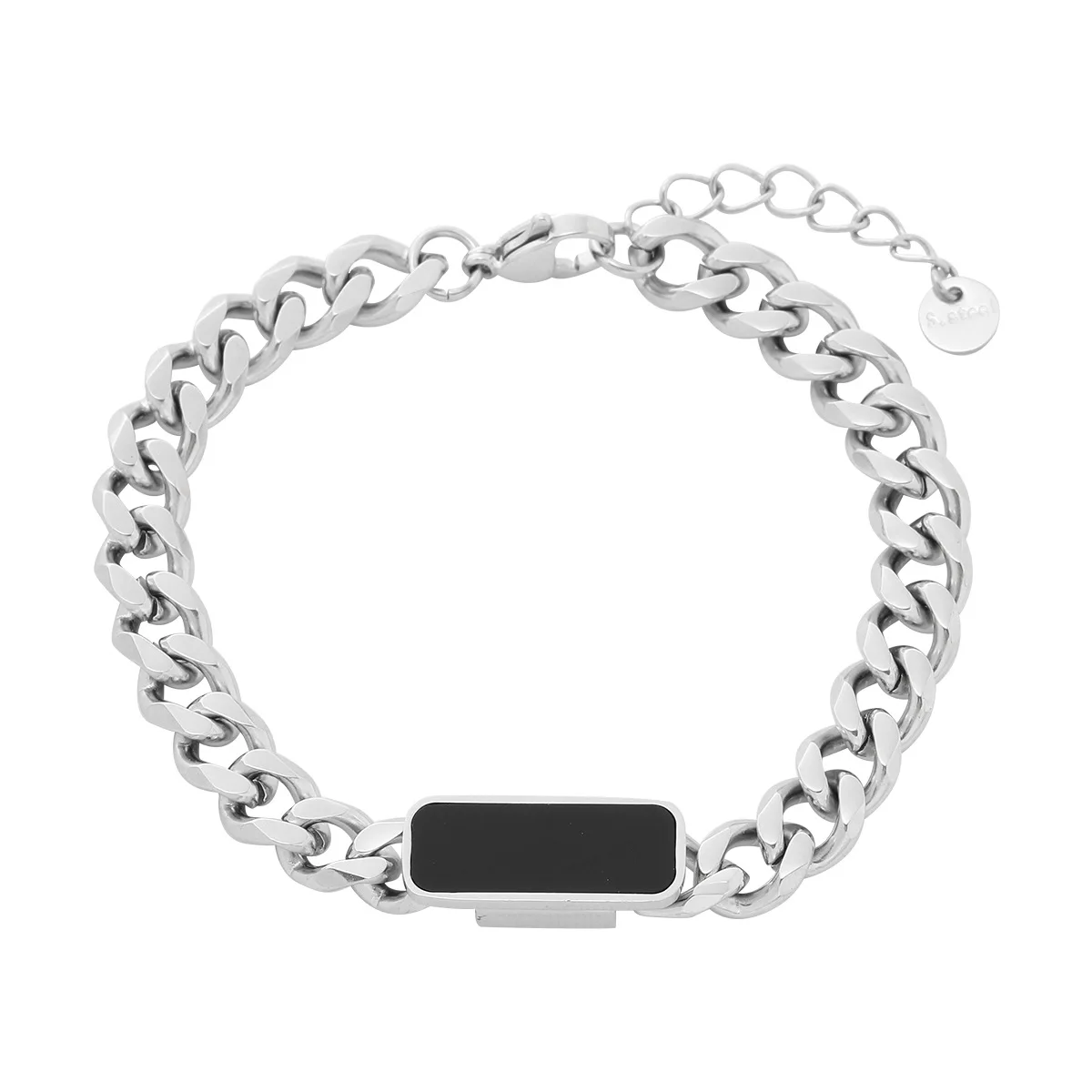INS Light Luxury Square Bracelet Black White Fritillaria Bracelet Stainless Steel Bracelet 18K Metal Texture