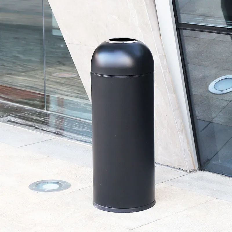 Round shape metal trash bin for outdoor and indoor use office litter bin with open lid garbage trash waste bin for cafe