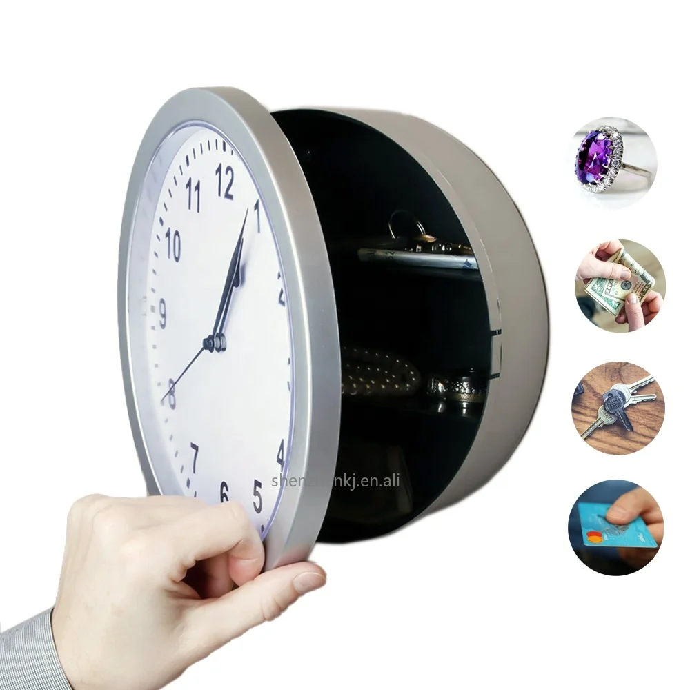 Working Wall Clock with Hidden Storage Space Three Compartment Shelf Diversion Safe Secret Stash Money Cash Jewelry