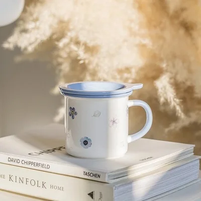 amazon top seller Lovely coffee and milk breakfast mug ceramic water mug with lid