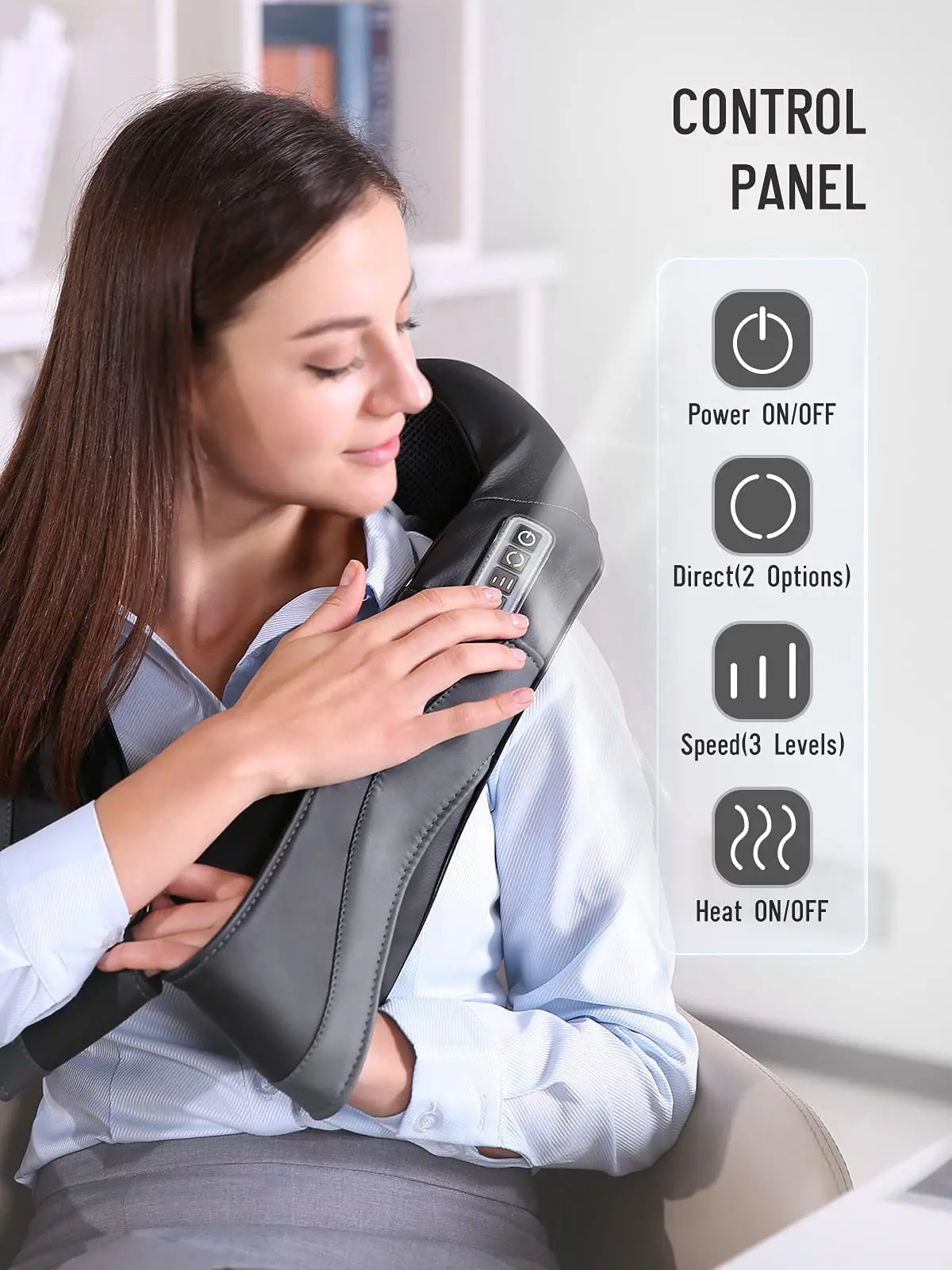 Neck shoulder massage machine device wireless shiatsu back and neck massager