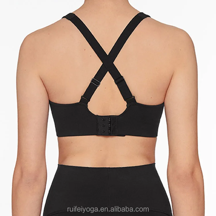 OEM Custom Support Three-Way Back Fastening Adjustable Straps Compressive High Impact Fitness Running Yoga Sport Bra For Women