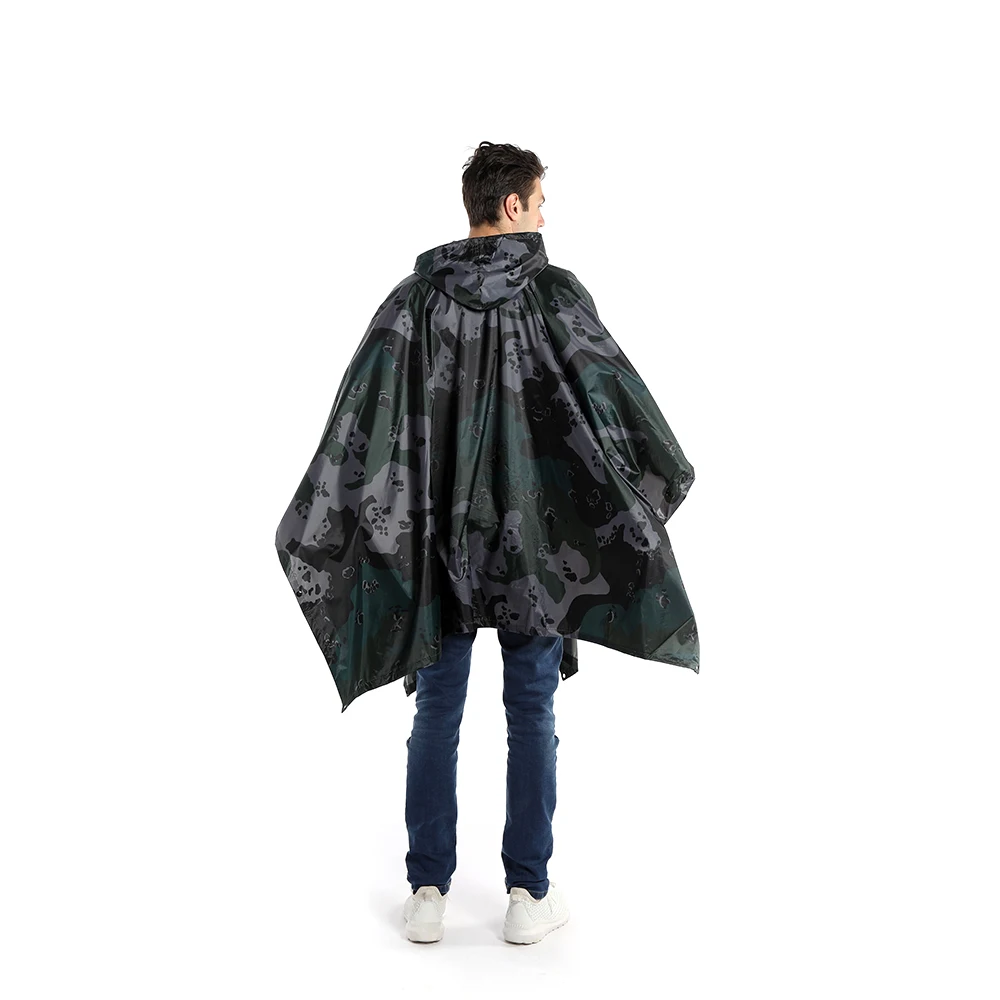 High Quality Popular Raincoat Hiking Polyester/PVC Waterproof Adult Hooded Poncho Cloak