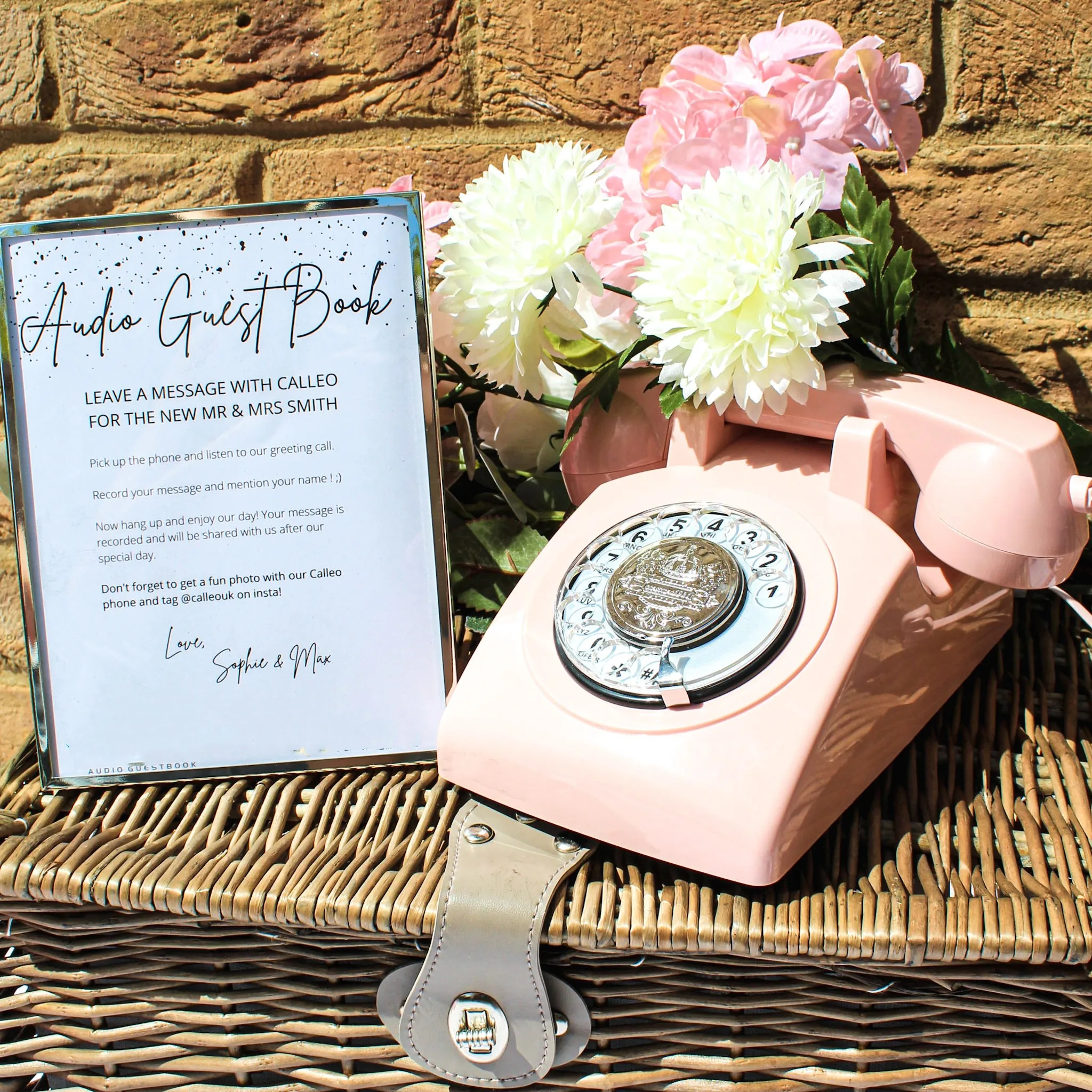 Wedding Audio Guestbook Message Recorder Retro Decor Rotary Pink White Telephones Studio Antique Telephone Recording Phone