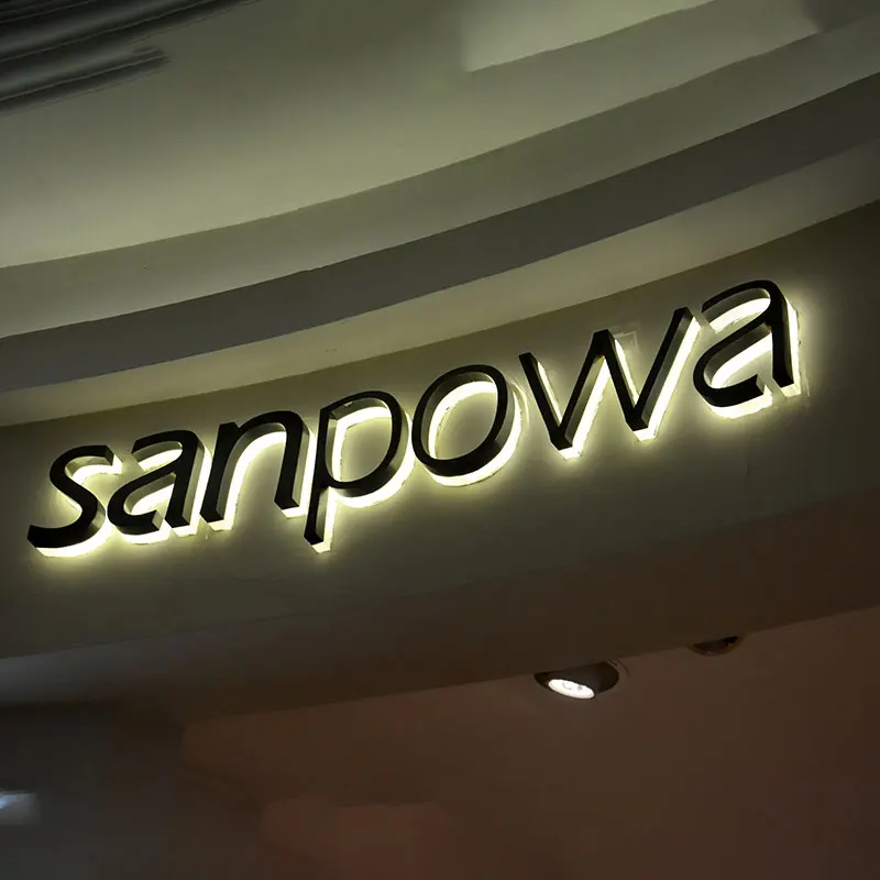 Factory Supply stainless steel backlit  advertising metal 3d wall letter logo sign acrylic sign boards