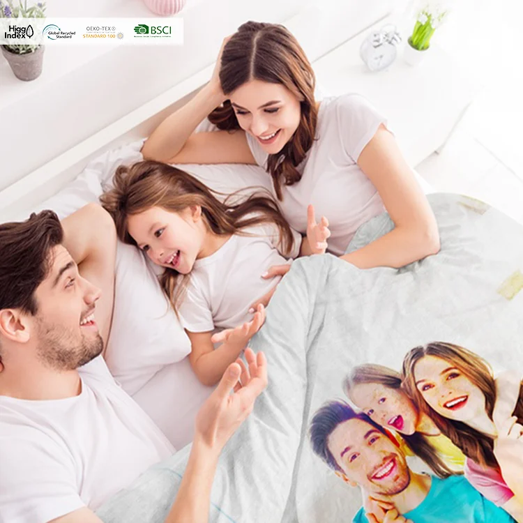On Demand Printing Personalized Fluffy Sherpa Fleece Plush Throw Custom Blankets For Home Decor
