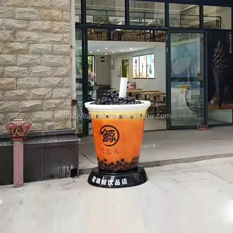 Cartoon Milk Cup Model Sculpture For Coffee Shop Decoration
