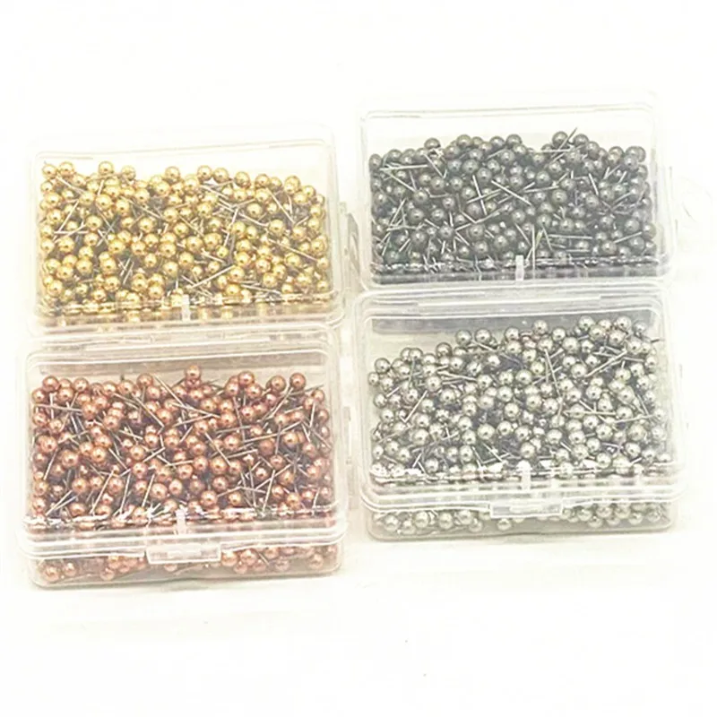 Wholesale 200pcs/set Diy Round Pearl Head Pins Colors Straight Quilting Needles Sewing Crafts Pins With Box