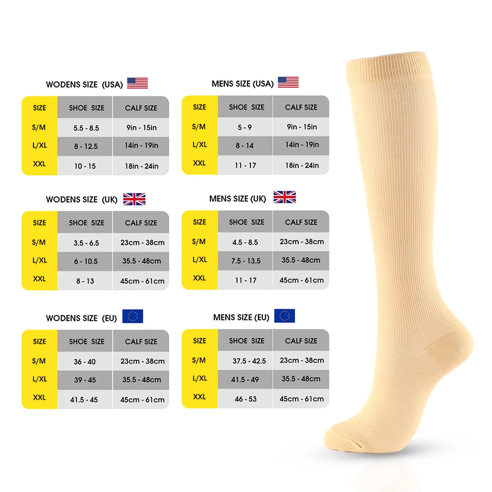 ALLCH QUICK DRY Nurse Running Cycling Travel Socks Knitting Pattern Long Sport Fitness Socks Compression Stockings Socks