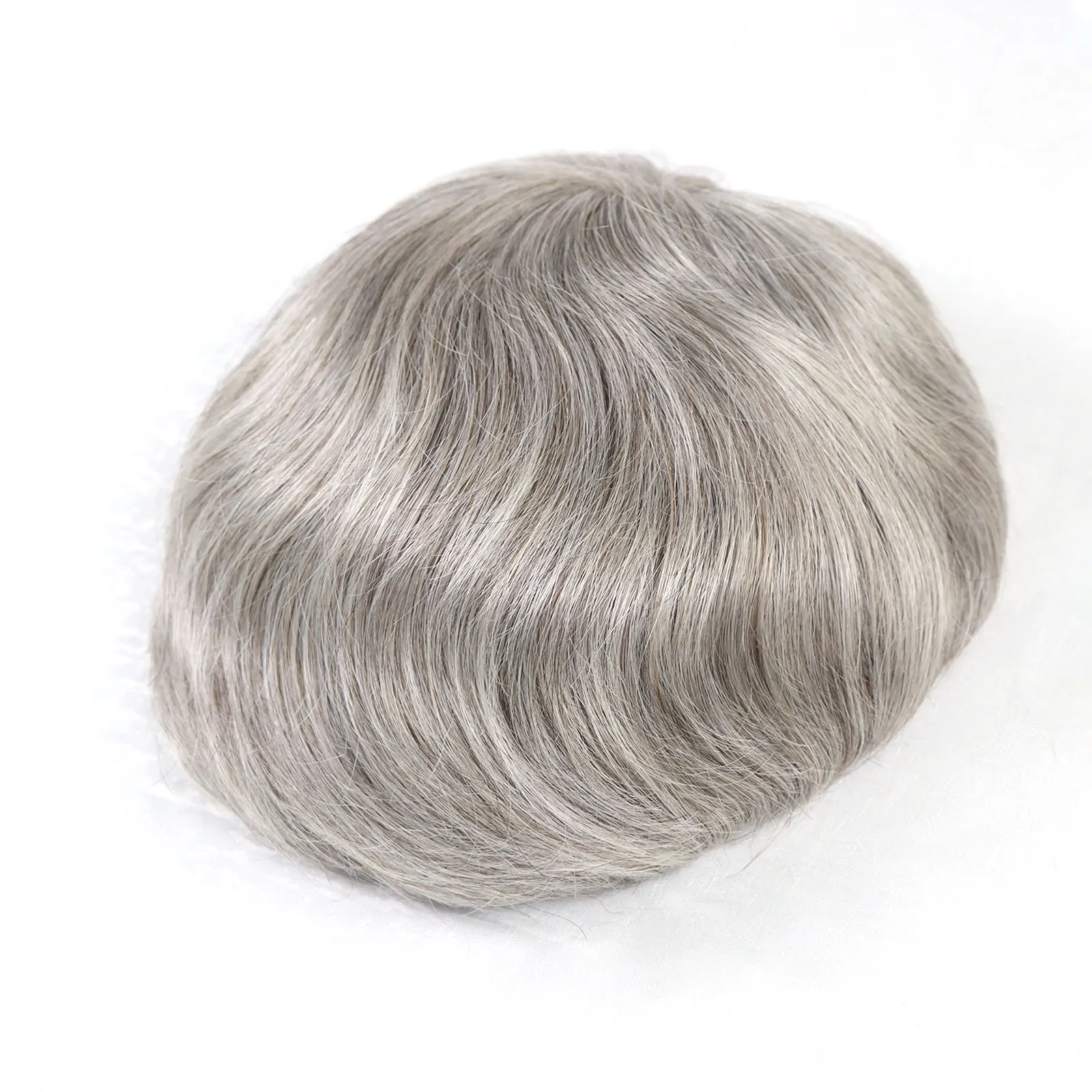 Grey Man Hair Replacement Systems Lace Top Poly Perimeter Male Hair Capillary Prosthesis Natural Men Toupee Hair Wig