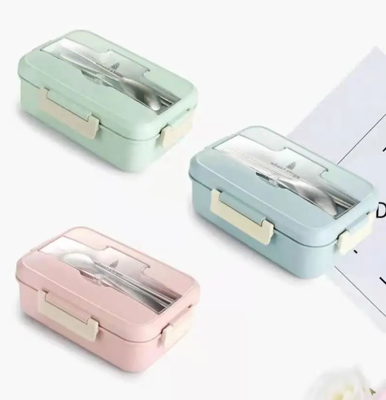 Lunch Box Stainless Steel Dinnerware Food Storage Plastic Container Children Kids School Office Portable Bento Box Lunch Bag