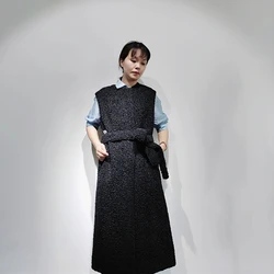 Wholesale Autumn and Winter Long Fashion faux fur sleeveless coats fur long vest women