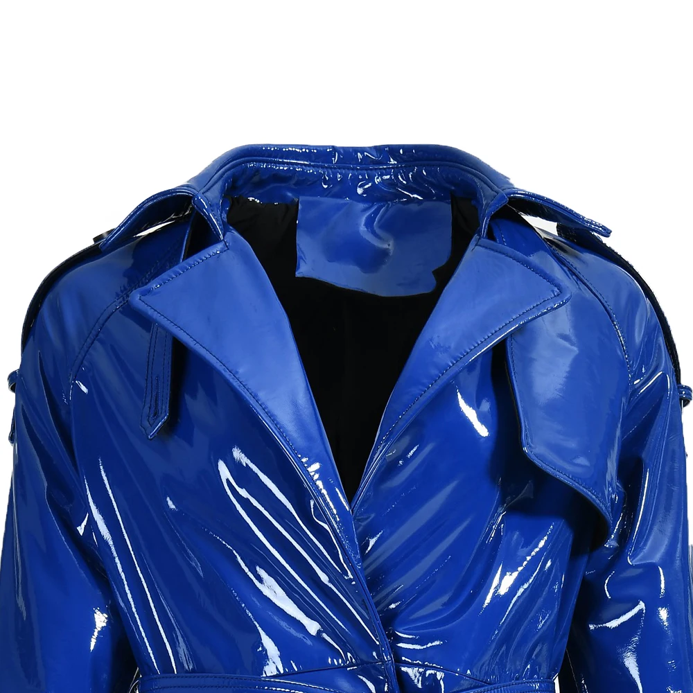 Spring Wholesale High Quality Genuine Sheepskin Leather Trench Coats Belt Design Custom Leather Long Coat Women