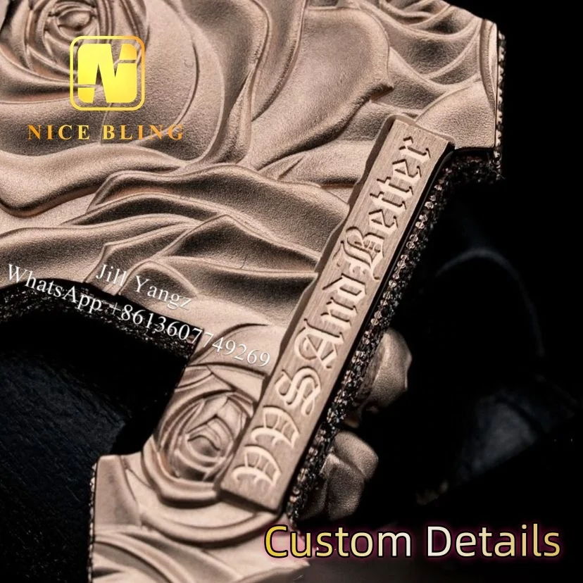 3d Design Rose Letter P Iced Out Custom Letter Pendant 925 Silver VVS Moissanite Diamond Number Name Initial Logo Pendant