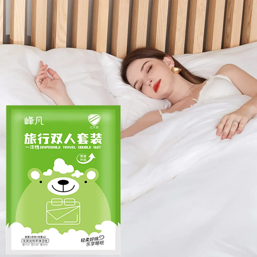 Nature White Sheet Set Organic Nonwoven Disposable Hotel Bed Sheets Set Travel Bedding Set