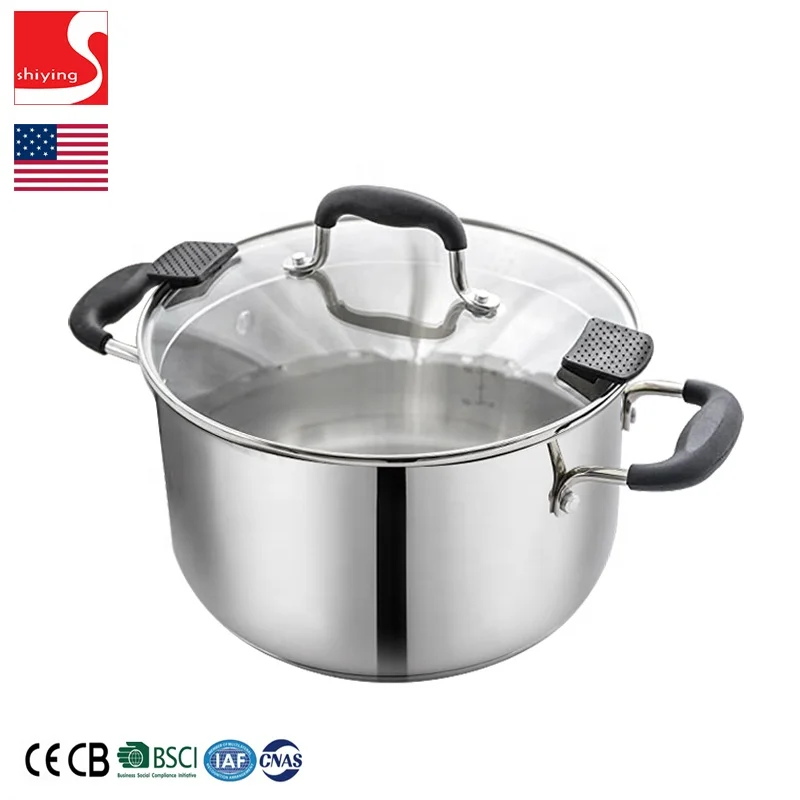 SY-Kitchenware 7-Quart Classic Stainless Steel Dutch Oven Casserole Stockpot with Lid 7qt 15 pot soup 28cm 30  OEM ODM customize