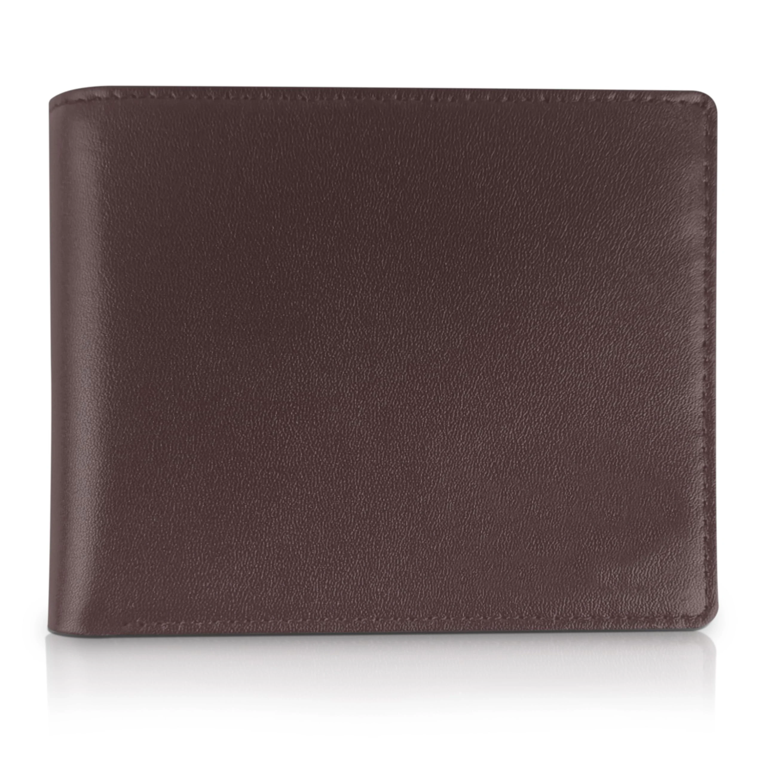 Factory Customized Full Grain Leather Wallet For Man RFID Blocking Ultrathin Bifold Credit Card Holder Wallet With 2 ID Windows