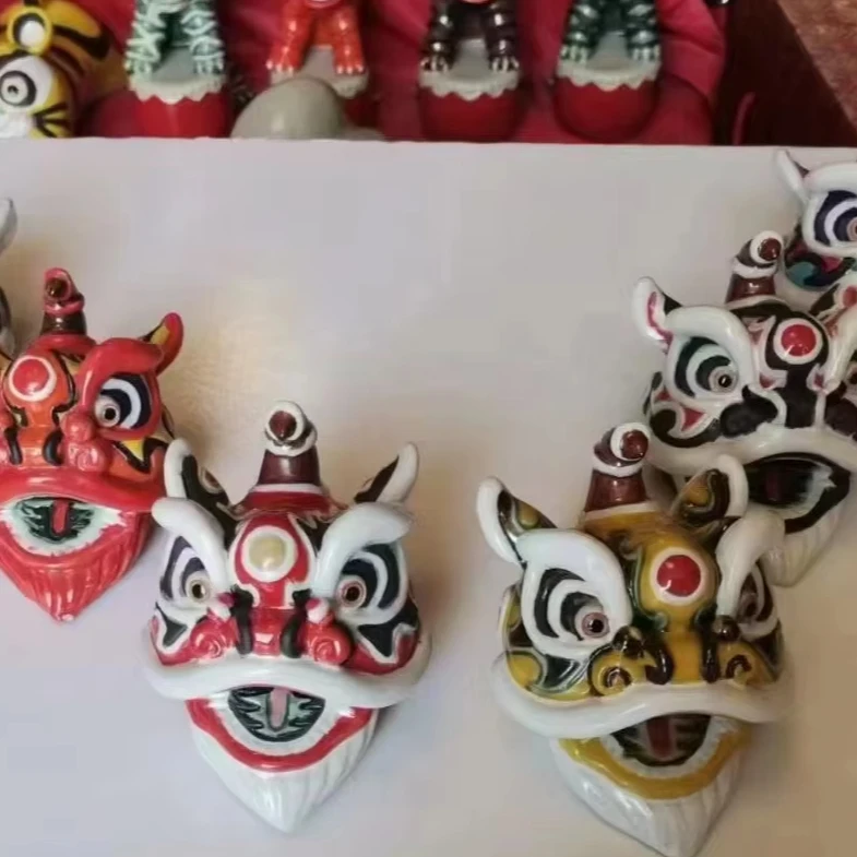 Шик в китайском стиле арт-деко Лев Танец керамическая голова Маленькая китайская веранда шкаф для телевизора настольные украшения